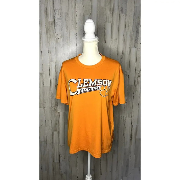 Vintage Easton Clemson‎ Tigers Baseball Men's Small Orange Short Sleeve Shirt - Picture 1 of 4